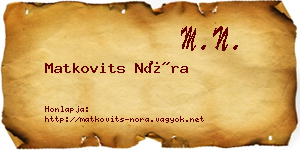 Matkovits Nóra névjegykártya